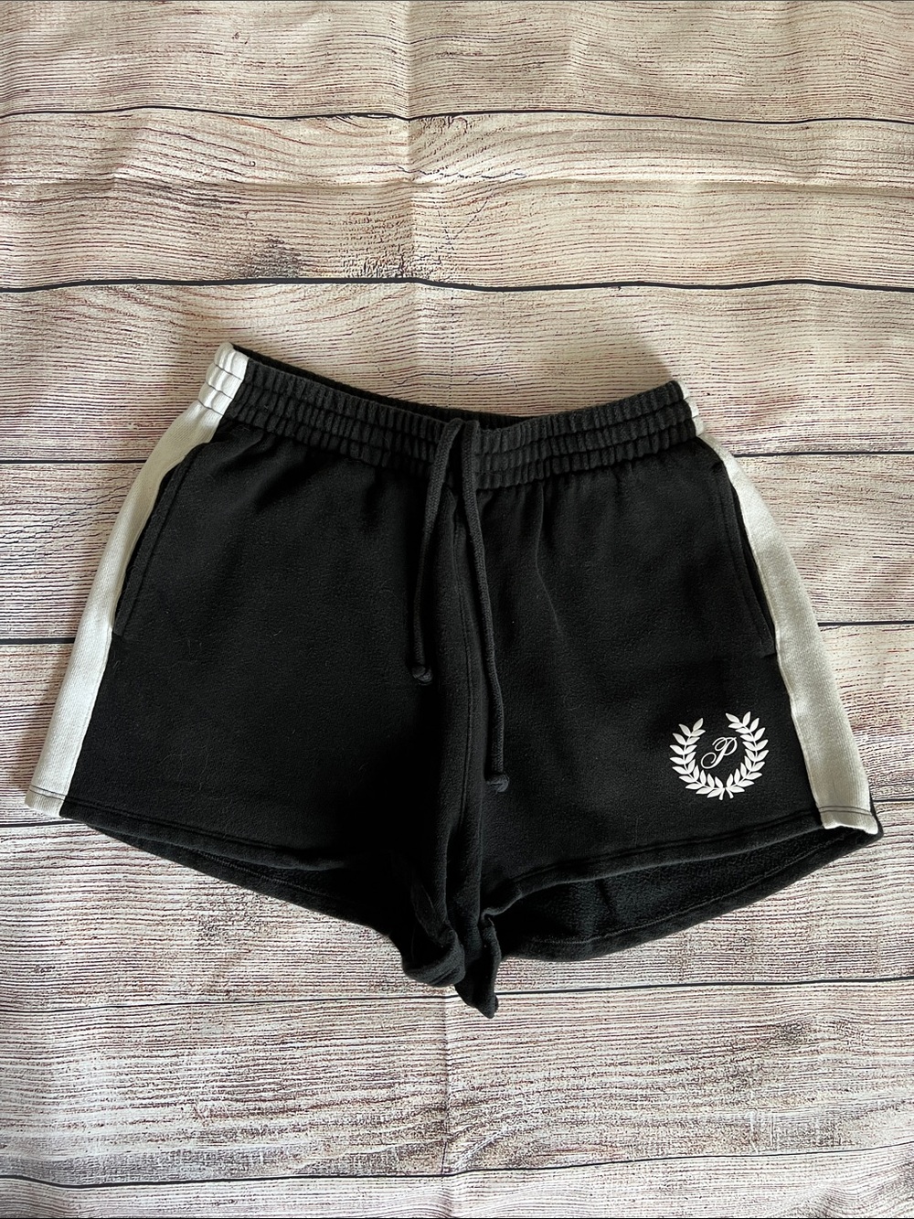 PINK Victoria's Secret Black and White Side-Stripe Lounge Shorts